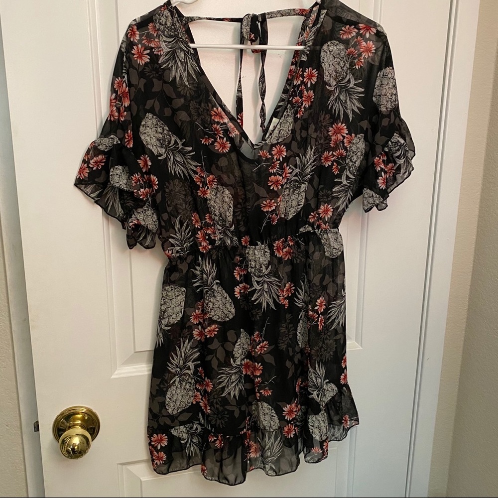 Floral and Pineapple Bathing Suit Cover
